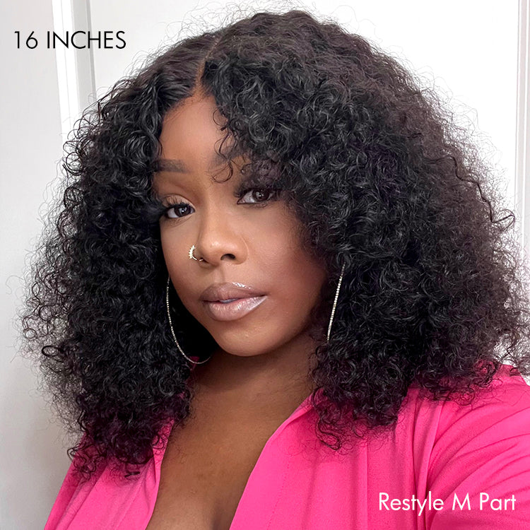 Glueless HD Lace Curly T-Part Lace Human Hair Wig | 8"-14"