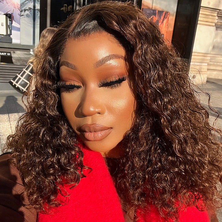 Glueless Curly 4X4 Closure Human Hair Wig - Red | 10"-28"