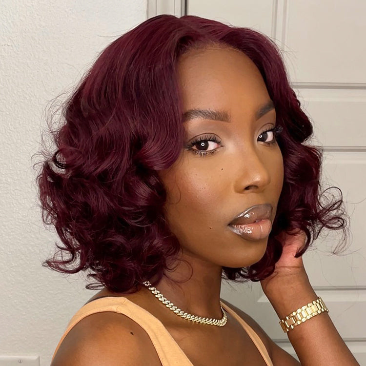 Glueless HD Lace Loose Wave T-Part Lace Human Hair Wig - Red | 10"-28"