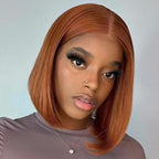 Glueless Bob 4X4 Closure Human Hair Wig - Red | 8"-14"