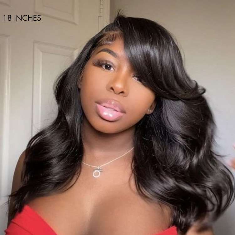Glueless Loose Wave 5X5 Closure Human Hair Wig with Bangs | 10"-28"