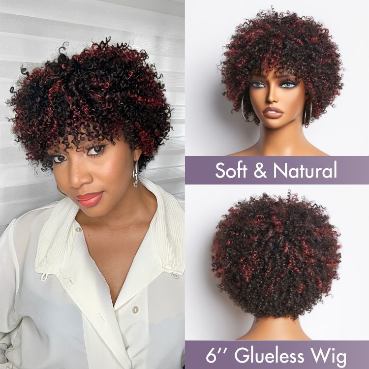Glueless Pixie Human Hair Wig - Red | 8"-14"