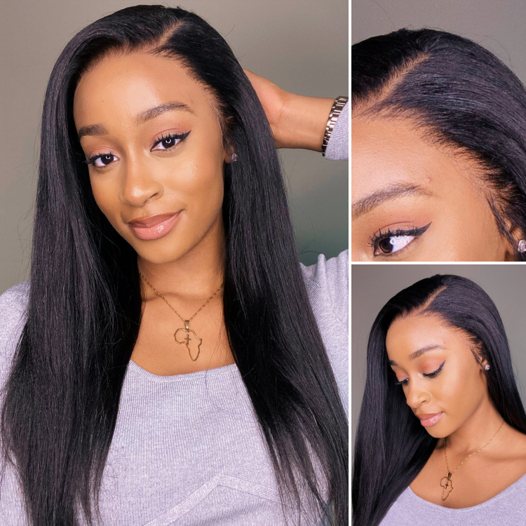 Glueless HD Lace Kinky Straight T-Part Lace Human Hair Wig | 10"-28"
