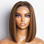 Glueless Bob 4X4 Closure Human Hair Wig - Red | 8"-14"