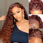 Glueless Curly 5X5 Closure Human Hair Wig - Red | 10"-28"
