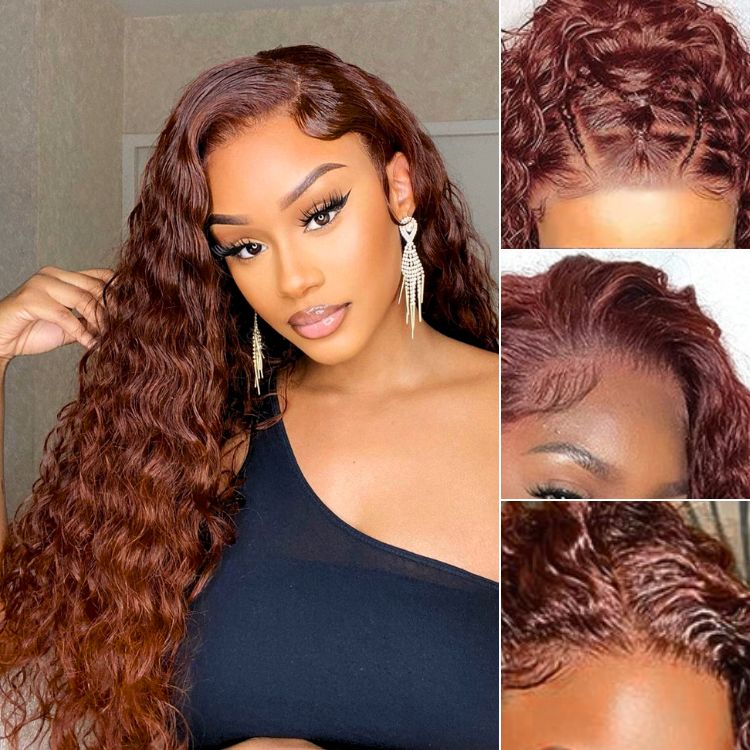 Glueless Curly 5X5 Closure Human Hair Wig - Red | 10"-28"