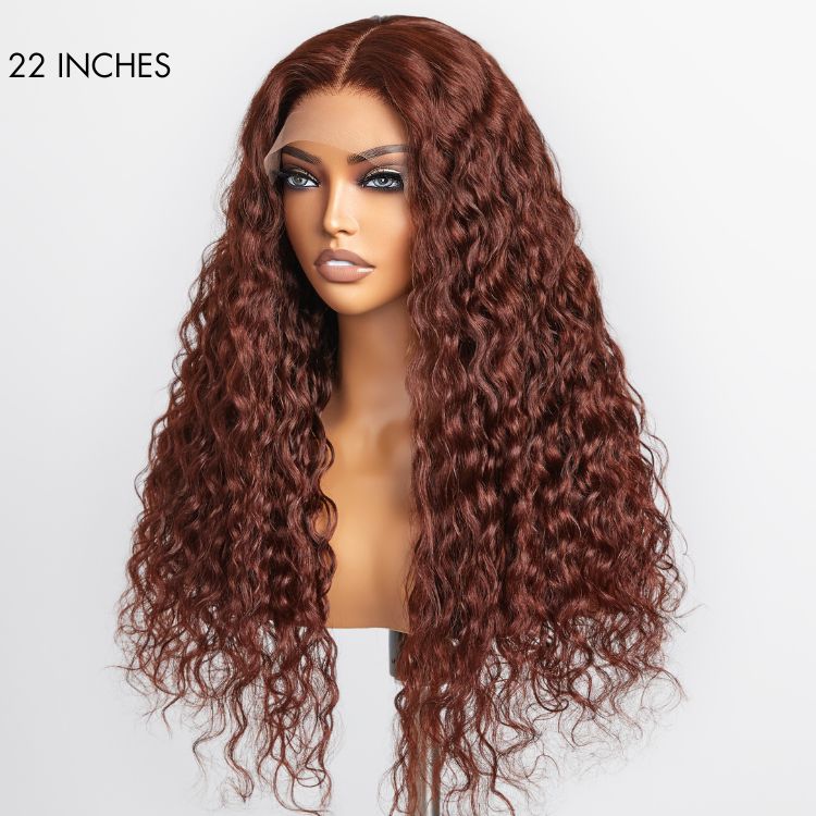 Glueless Curly 5X5 Closure Human Hair Wig - Red | 10"-28"