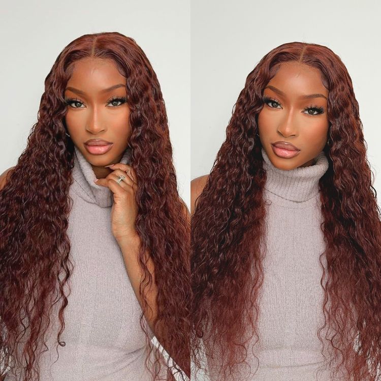 Glueless Curly 5X5 Closure Human Hair Wig - Red | 10"-28"