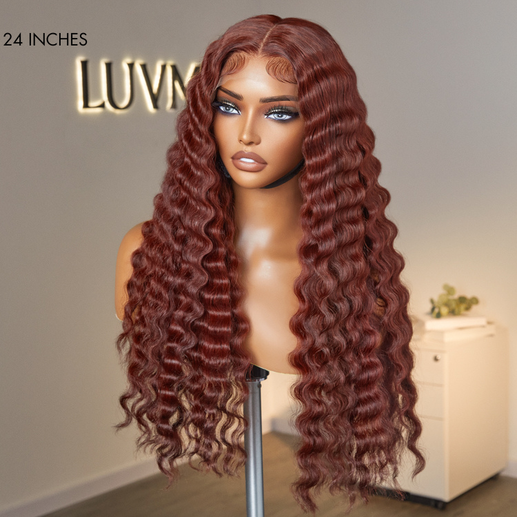 Glueless Water Wave 5X5 Closure Human Hair Wig - Red | 10"-28"