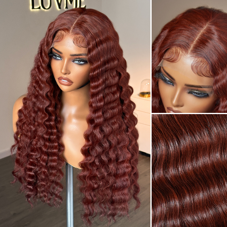 Glueless Water Wave 5X5 Closure Human Hair Wig - Red | 10"-28"
