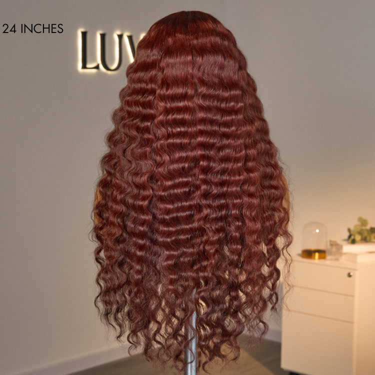 Glueless Water Wave 5X5 Closure Human Hair Wig - Red | 10"-28"