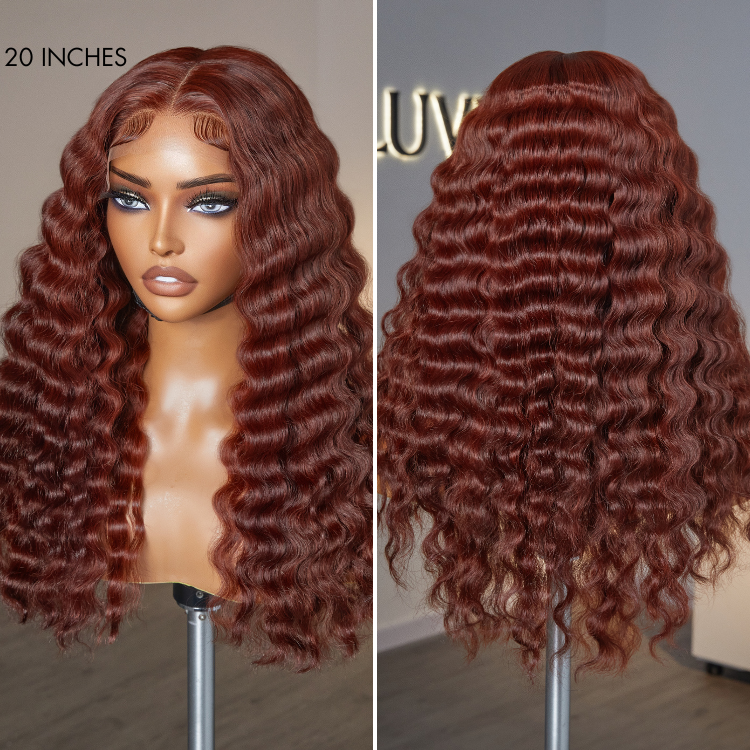 Glueless Water Wave 5X5 Closure Human Hair Wig - Red | 10"-28"
