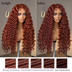 Glueless Water Wave 5X5 Closure Human Hair Wig - Red | 10"-28"