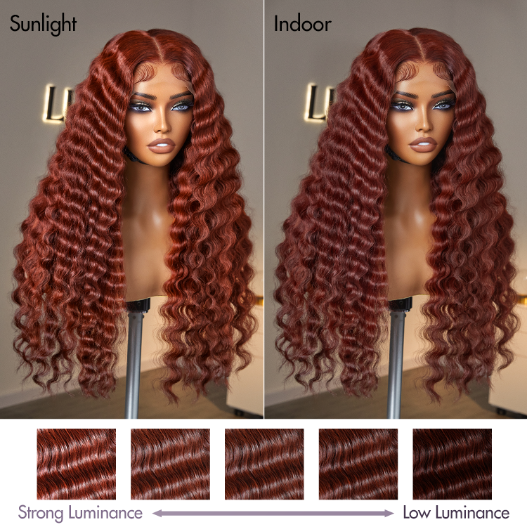 Glueless Water Wave 5X5 Closure Human Hair Wig - Red | 10"-28"