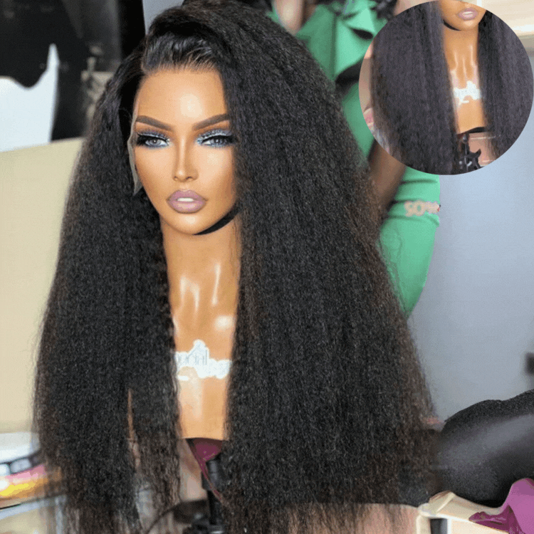 Glueless HD Lace Kinky Straight T-Part Lace Human Hair Wig | 8"-14"