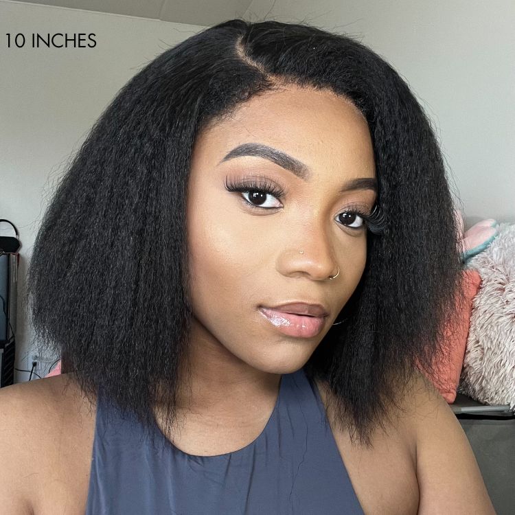 Glueless HD Lace Kinky Straight T-Part Lace Human Hair Wig | 8"-14"