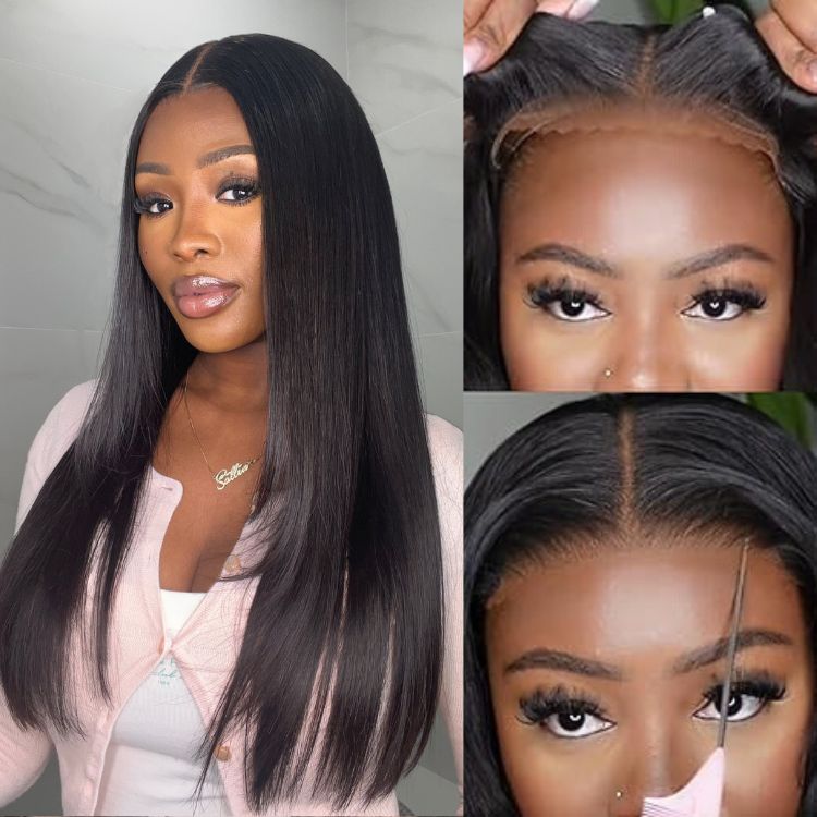 Glueless Straight 4X4 Closure Human Hair Wig | 8"-14"
