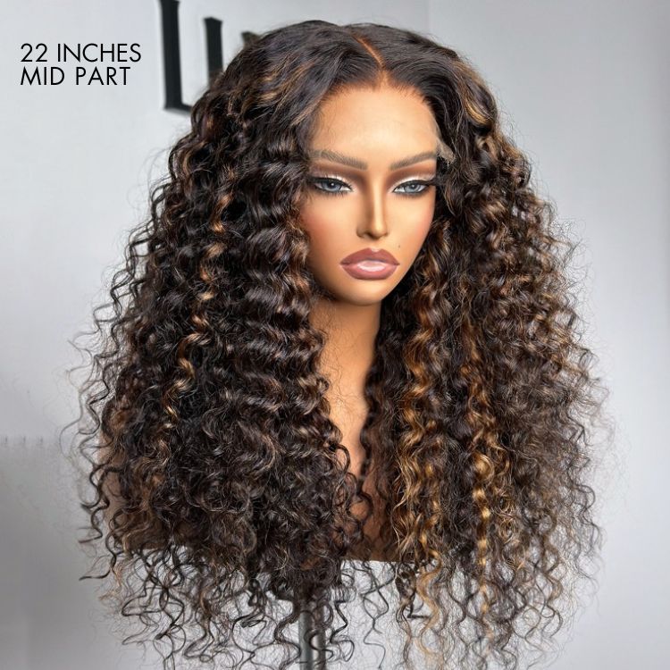 Glueless HD Lace Curly T-Part Lace Human Hair Wig - Highlight | 10"-28"