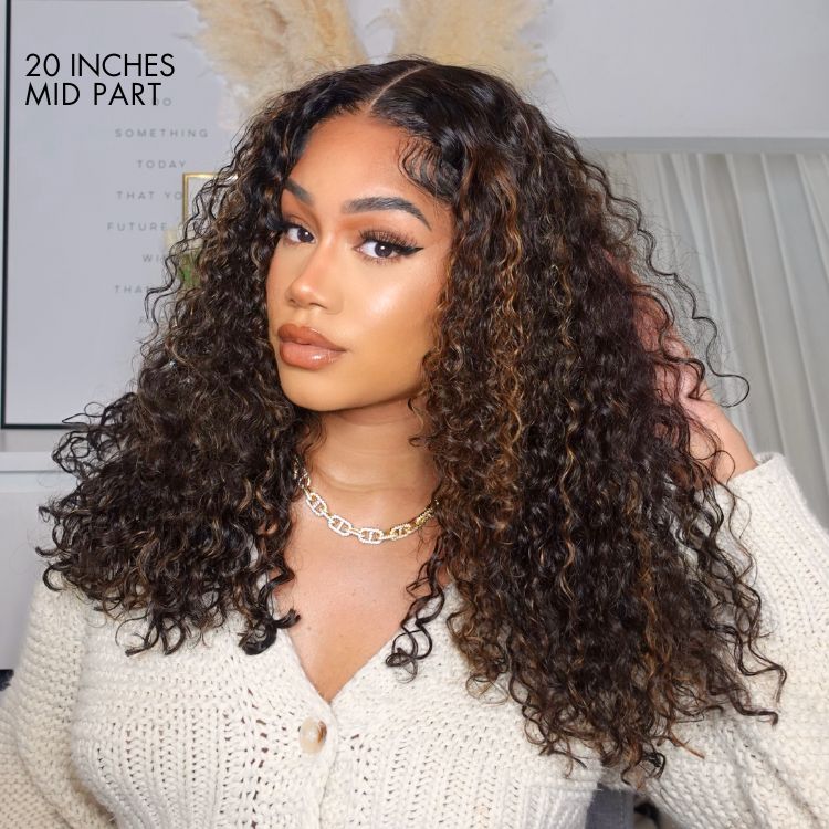 Glueless HD Lace Curly T-Part Lace Human Hair Wig - Highlight | 10"-28"