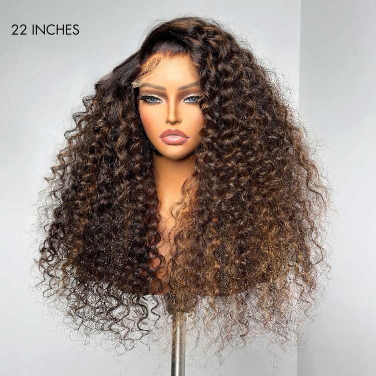 Glueless HD Lace Curly T-Part Lace Human Hair Wig - Highlight | 10"-28"