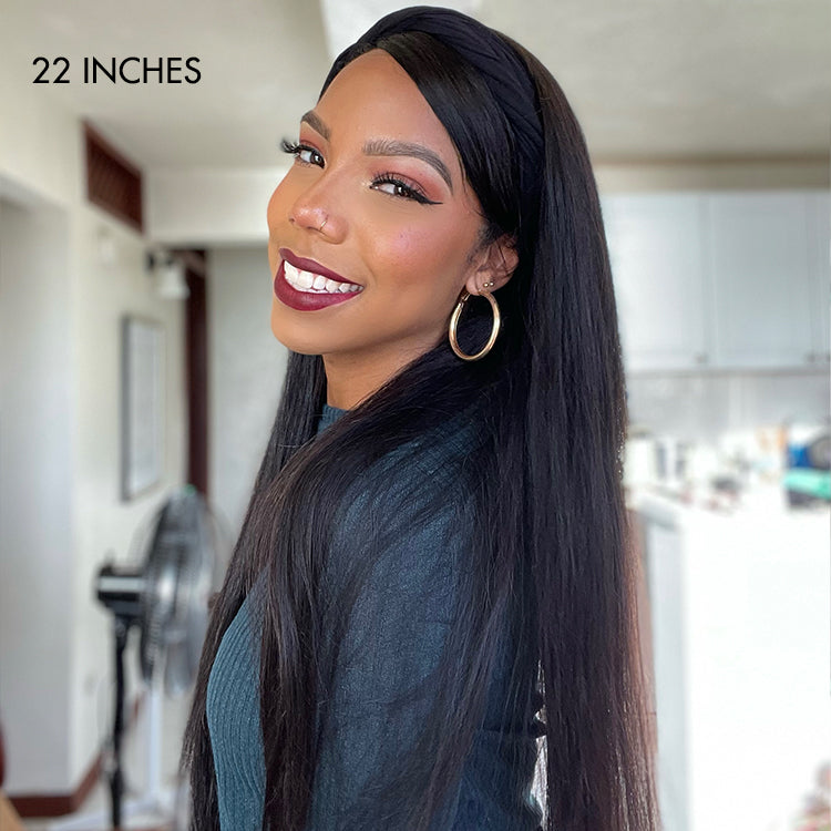 Glueless Kinky Straight Headband Human Hair Wig | 10"-28"