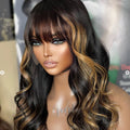 Glueless Loose Wave 5X5 Closure Human Hair Wig - Highlight with Bangs | 10"-28"