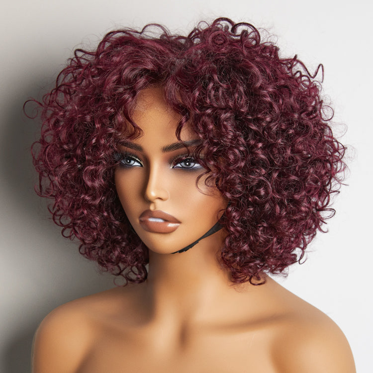 Glueless Bob T-Part Lace Human Hair Wig - Burgundy | 8"-14"