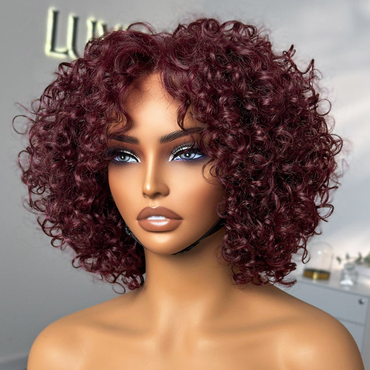 Glueless Bob T-Part Lace Human Hair Wig - Burgundy | 8"-14"