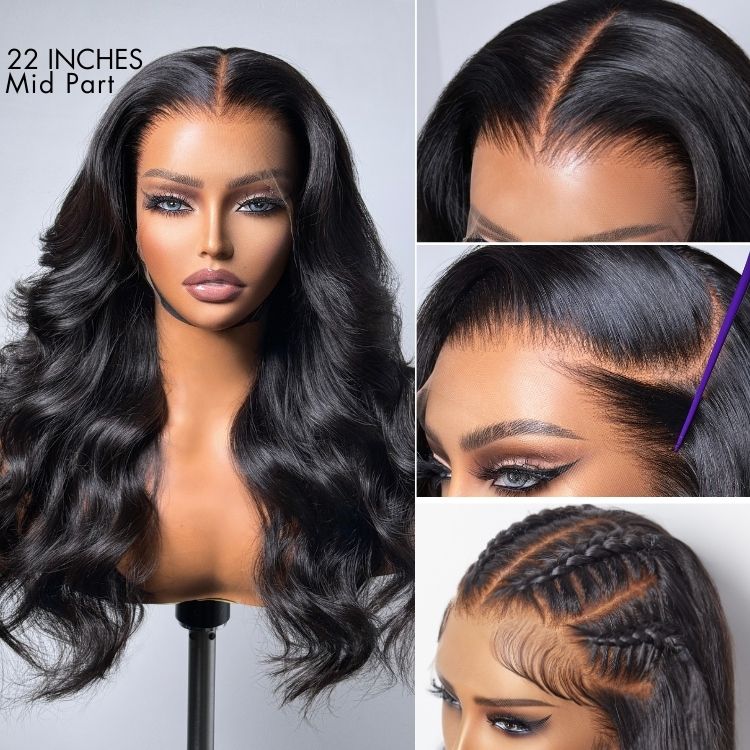 Glueless HD Lace Body Wave T-Part Lace Human Hair Wig - Blonde | 10"-28"