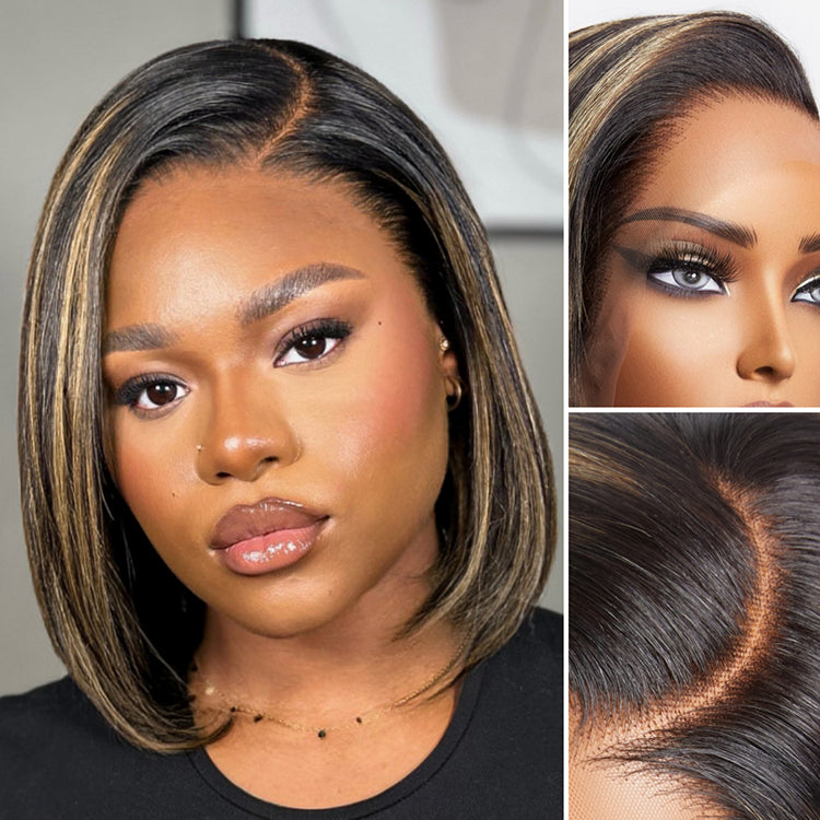 Glueless Bob T-Part Lace Human Hair Wig - Red | 8"-14"