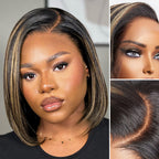 Glueless Bob T-Part Lace Human Hair Wig - Red | 8"-14"