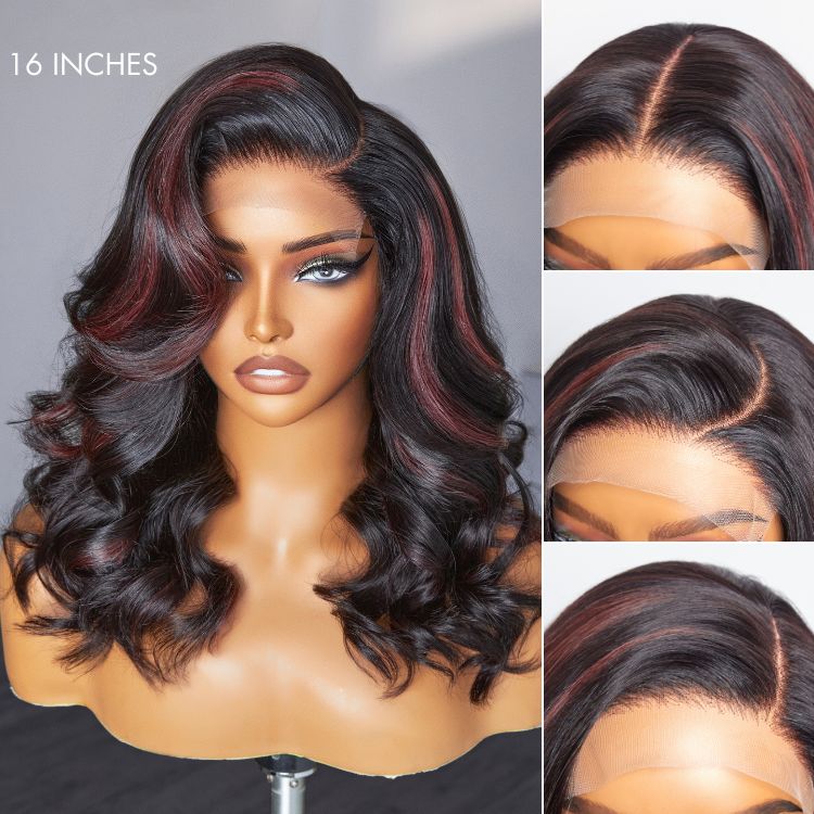 Glueless Loose Wave V-Part Human Hair Wig - Red | 10"-28"