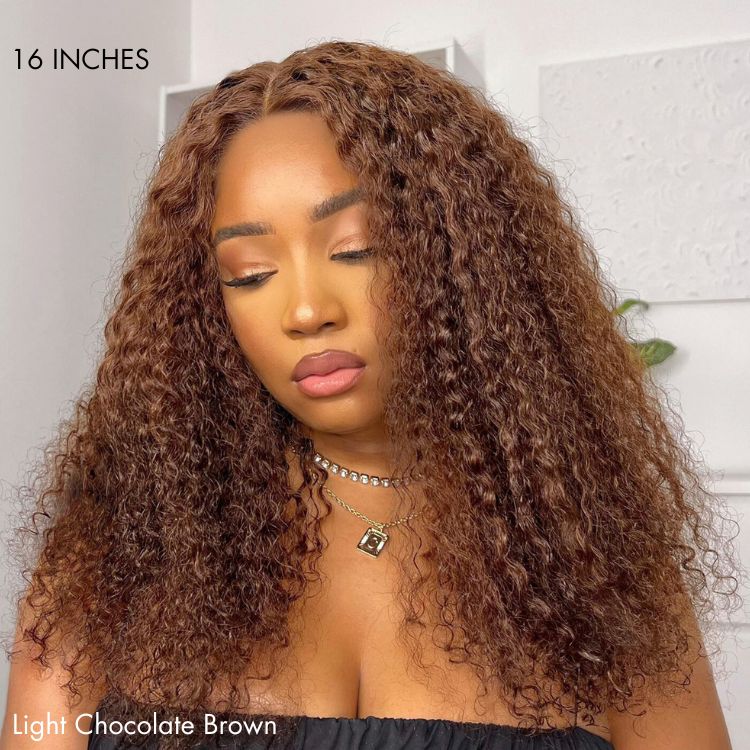 Glueless Curly 5X5 Closure Human Hair Wig - Red | 10"-28"