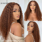 Glueless Curly 5X5 Closure Human Hair Wig - Red | 10"-28"