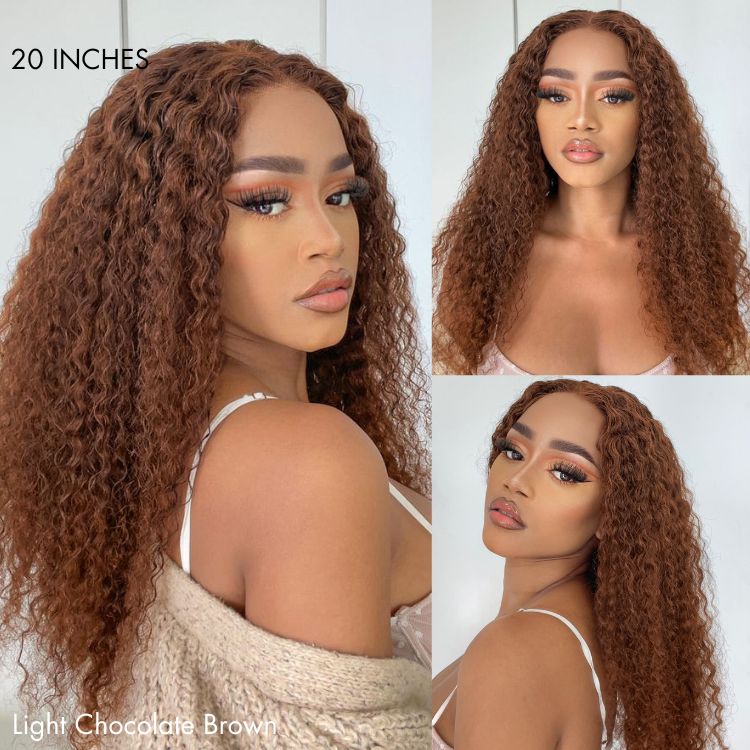 Glueless Curly 5X5 Closure Human Hair Wig - Red | 10"-28"