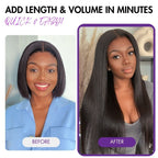 Kinky Straight Human Hair Wig - Grey with Bangs | 10"-28"