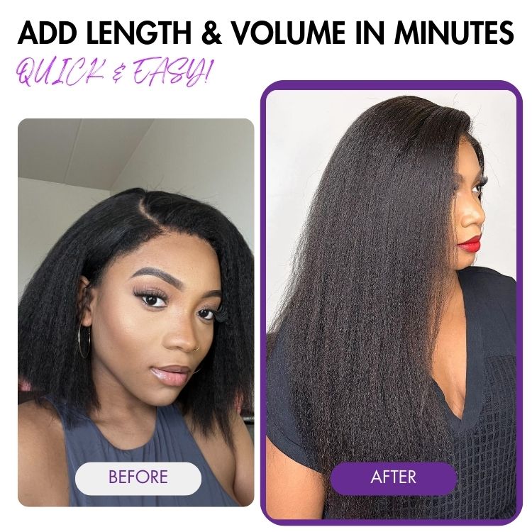 Kinky Straight Human Hair Wig - Blonde | 10"-28"