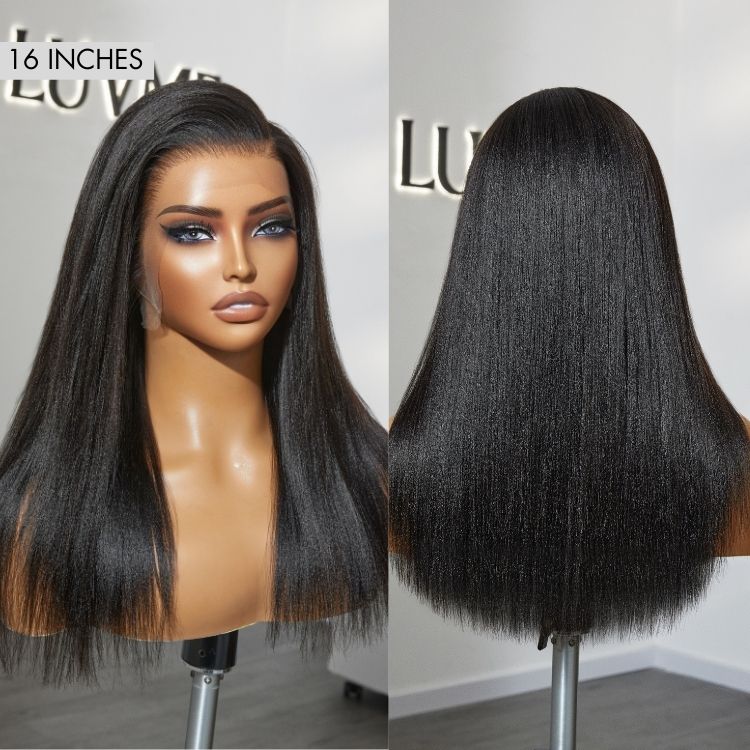 Glueless HD Lace Kinky Straight T-Part Lace Human Hair Wig - Blonde | 10"-28"