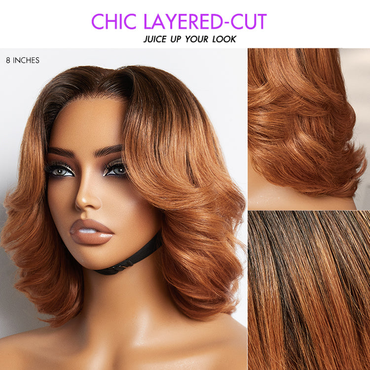 Glueless HD Lace Pixie T-Part Lace Human Hair Wig - Red | 8"-14"