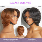 Glueless HD Lace Pixie T-Part Lace Human Hair Wig - Ombre | 8"-14"