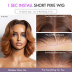 Glueless HD Lace Pixie T-Part Lace Human Hair Wig - Ombre | 8"-14"
