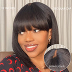 Layered Human Hair Wig - Purple with Bangs | 8"-14"