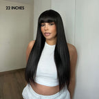 Glueless HD Lace Kinky Straight T-Part Lace Human Hair Wig - Grey with Bangs | 10"-28"