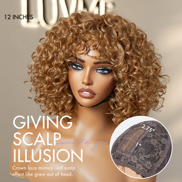 Glueless Pixie Human Hair Wig - Blonde with Bangs | 8"-14"