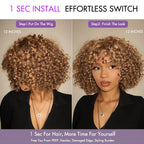 Glueless Pixie Human Hair Wig - Red with Bangs | 8"-14"
