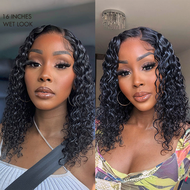 Glueless Curly T-Part Lace Human Hair Wig - Red | 8"-14"
