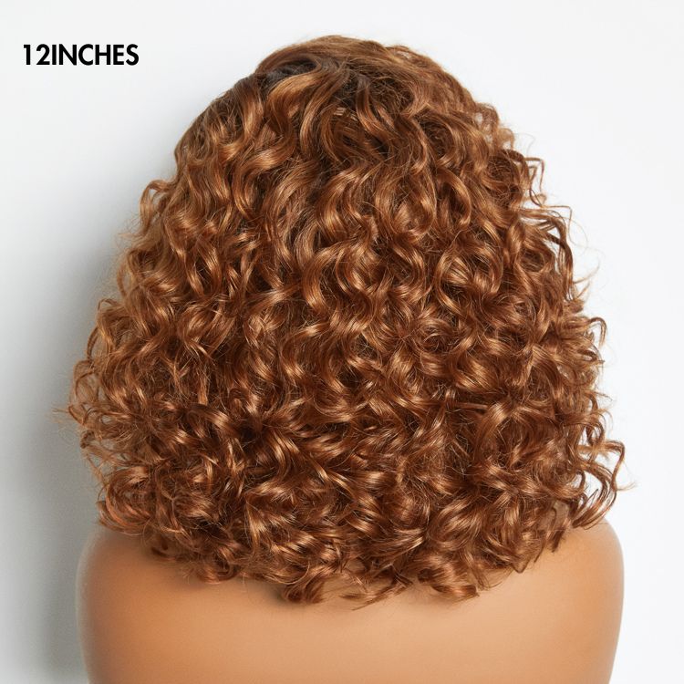 Glueless HD Lace Curly T-Part Lace Human Hair Wig - Red | 8"-14"