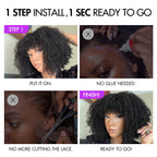 Glueless Curly Human Hair Wig with Bangs | 10"-28"