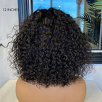 Glueless Water Wave U-Part Human Hair Wig - Brown with Bangs | 8"-14"