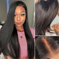 Glueless HD Lace Kinky Straight T-Part Lace Human Hair Wig - Blonde | 10"-28"